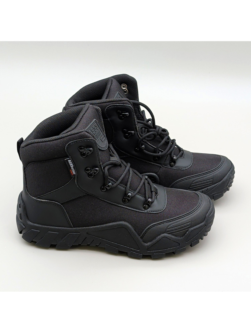 AS33 Men's Black Lace-Up Ankle Combat Boots Round Toe Size US 8.5 EU42